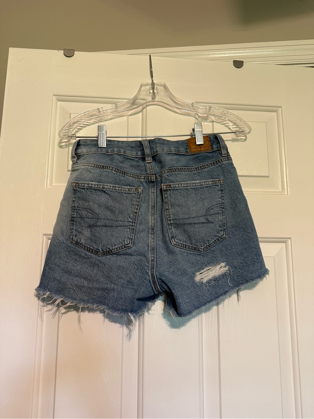 American Eagle Outfitters Distressed Denim Shorts - Light Blue Wash - Picture 2 of 9